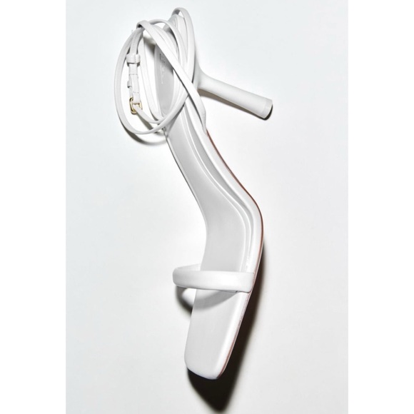 NWT Zara White Square Toe Wrap Heeled Sandals - Picture 7 of 14